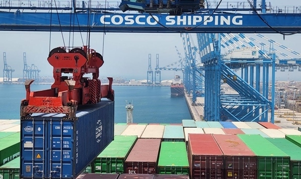 圖為“東方西班牙”輪在裝載貨物。人民網(wǎng)記者 管克江 攝