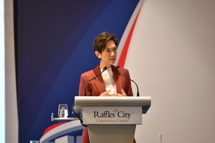 新加坡通訊及新聞部長兼內(nèi)政部第二部長楊莉明。新加坡南洋理工大學(xué)供圖