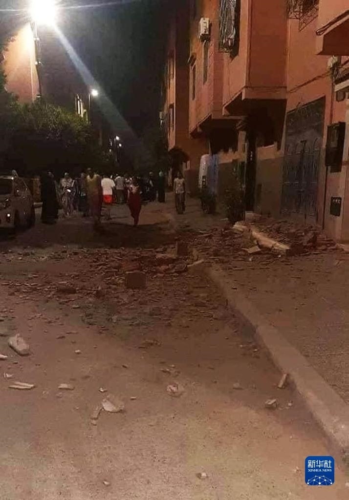 這是9月9日在摩洛哥南部城市馬拉喀什拍攝的震后景象。新華社發(fā)