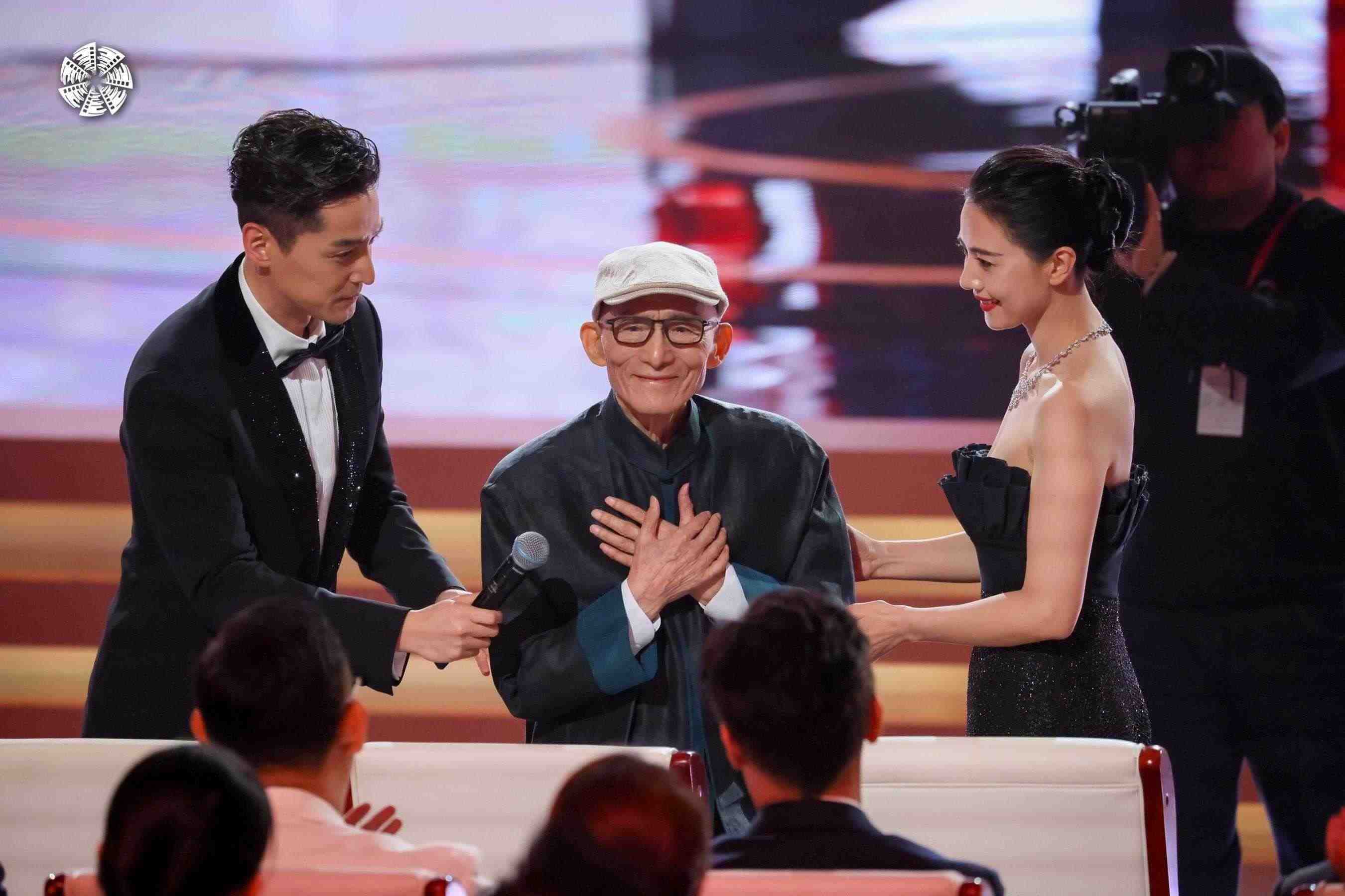 從左到右依次為演員胡歌，演員游本昌，演員高圓圓。主辦方供圖