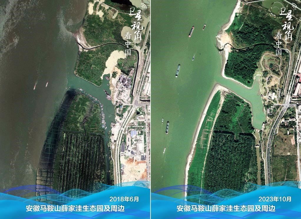 經(jīng)過整治后的安徽馬鞍山薛家洼生態(tài)園生機盎然。