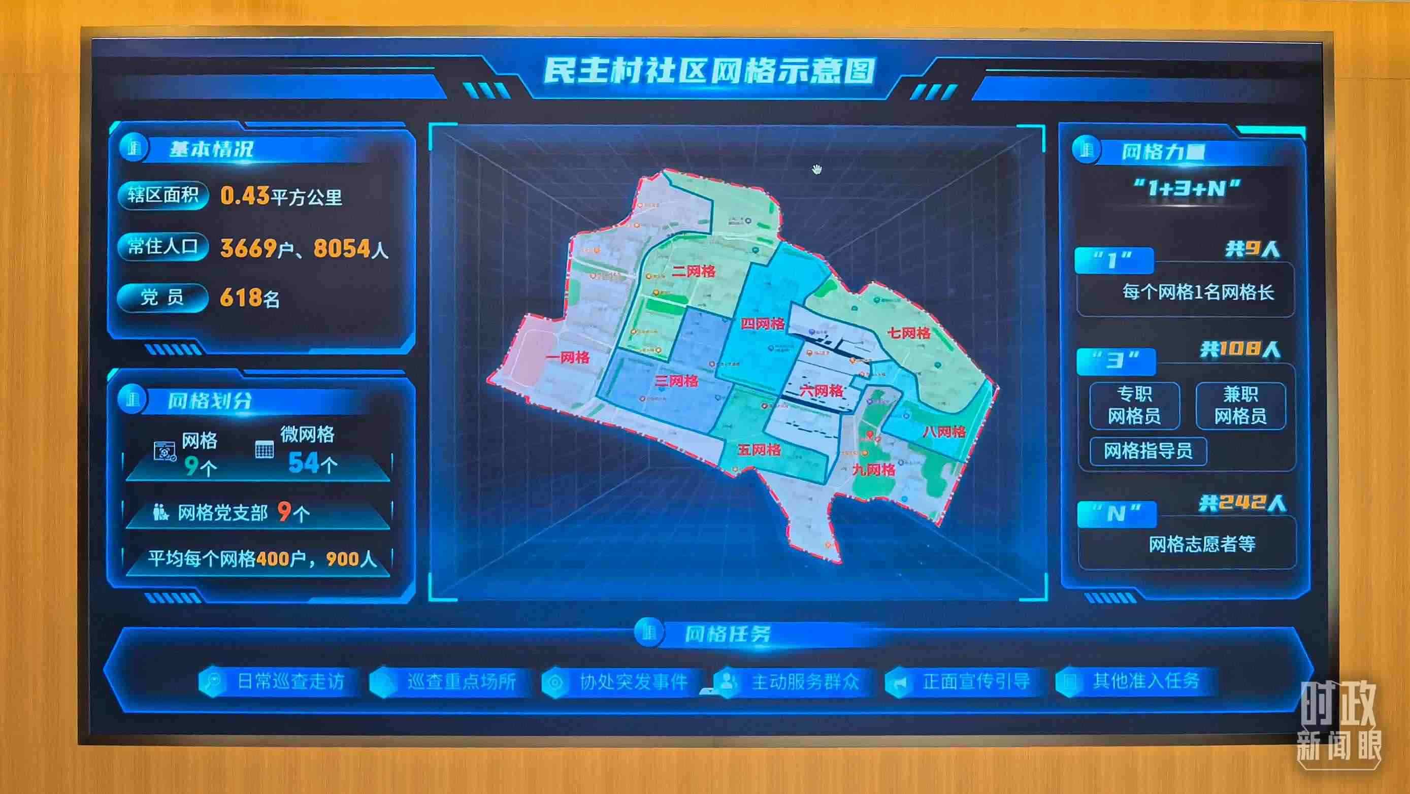 △民主村社區(qū)網格示意圖。（總臺央視記者邢彬拍攝）