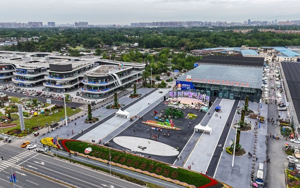 這是2024年4月23日拍攝的成都世園會郫都分會場（無人機照片）。新華社記者 王曦 攝