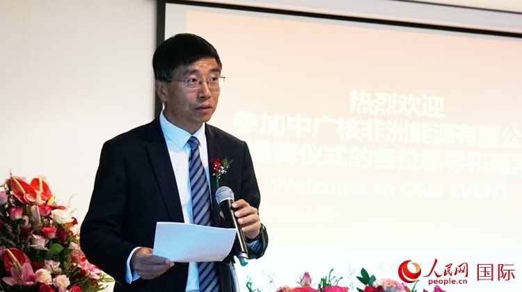國(guó)家電網(wǎng)公司非洲辦事處主任汪文安致辭。人民網(wǎng) 劉暢攝