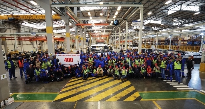 一汽南非庫哈工廠單月產(chǎn)量破400輛。圖片來源：一汽解放