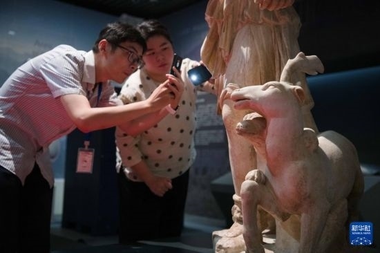 7月2日，安徽博物院工作人員在拍攝開箱后的古希臘文物。新華社記者 張端 攝