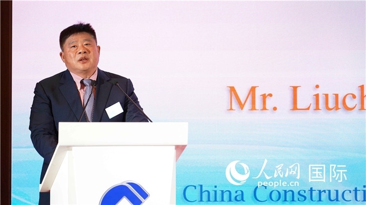 中國建設(shè)銀行國際部副總經(jīng)理岳留昌發(fā)言。 人民網(wǎng) 張茜 攝