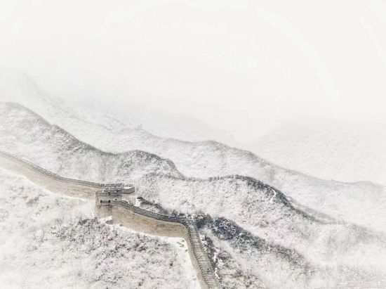 朱銳拍攝的長城雪景。（受訪者供圖）