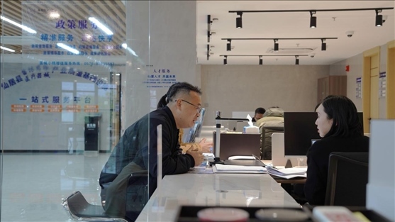 浙江省臺州市辦事群眾在政務(wù)服務(wù)中心咨詢業(yè)務(wù)辦理相關(guān)問題。圖片來源：人民網(wǎng)浙江頻道