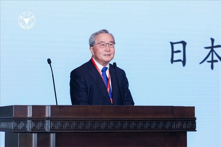 日本財團理事長尾形武壽在閉幕式上致辭。浙江大學供圖