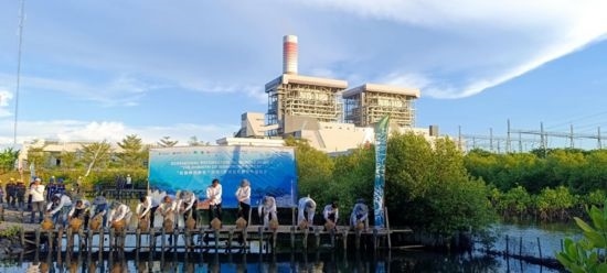 5月18日，中印尼嘉賓在爪哇7號燃煤電站舉行紅樹林補植儀式。記者 曹凱 攝